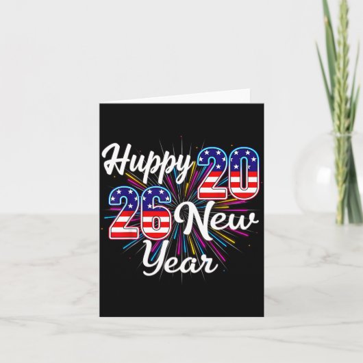 Happy 2026 New Year Patriotic Fireworks Design Par Kaart (Voorkant)