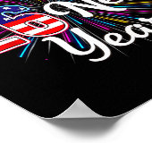 Happy 2026 New Year Patriotic Fireworks Design Par Poster (Hoek)