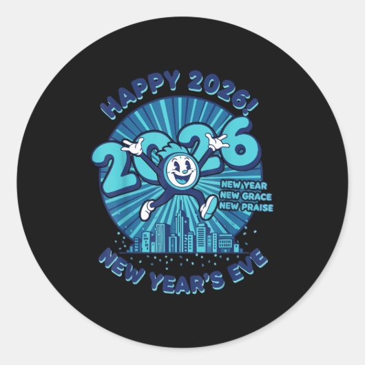 Happy 2026 New Year's Eve Celebration Design  Ronde Sticker (Voorkant)