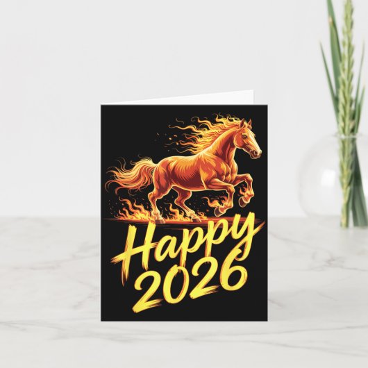 Happy 2026 Year Of The Horse Chinese Zodiac New Ye Kaart (Voorkant)