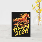 Happy 2026 Year Of The Horse Chinese Zodiac New Ye Kaart (Gele Bloem)