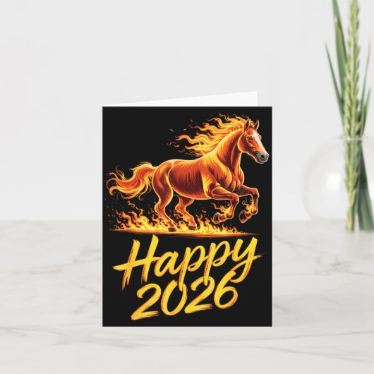 Happy 2026 Year Of The Horse Chinese Zodiac New Ye Kaart (Voorkant)