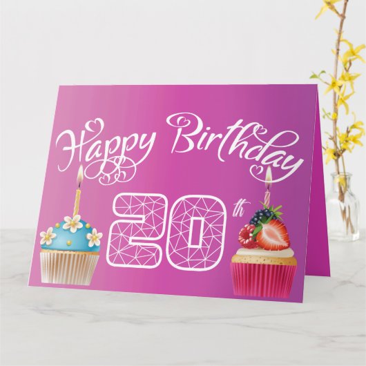 Happy 20-jarige verjaardag Elegant Fun-ontwerp Kaart (Gele Bloem)