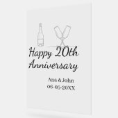 Happy 20th anniversary champagne bottle glass name acryl bord (Hoek)