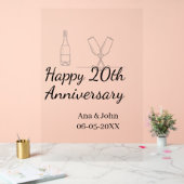 Happy 20th anniversary champagne bottle glass name acryl bord (Huwelijk)
