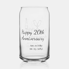 Happy 20th anniversary champagne bottle glass name blikvorm glas