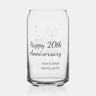Happy 20th anniversary champagne bottle glass name blikvorm glas