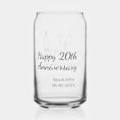 Happy 20th anniversary champagne bottle glass name blikvorm glas (Achterkant)