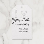 Happy 20th anniversary champagne bottle glass name cadeaulabels (Achterkant)