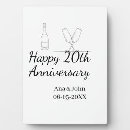 Happy 20th anniversary champagne bottle glass name fotoplaat