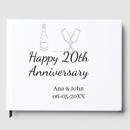 Happy 20th anniversary champagne bottle glass name gastenboek