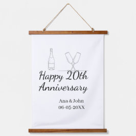 Happy 20th anniversary champagne bottle glass name hangend wandkleed