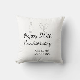 Happy 20th anniversary champagne bottle glass name kussen
