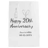 Happy 20th anniversary champagne bottle glass name medium cadeauzakje (Achterkant)