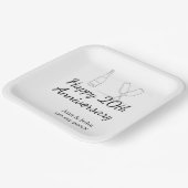 Happy 20th anniversary champagne bottle glass name papieren bordje (Gebogen)