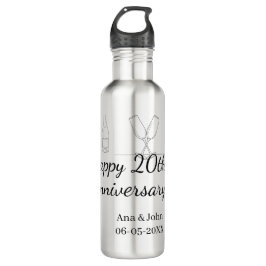 Happy 20th anniversary champagne bottle glass name waterfles 