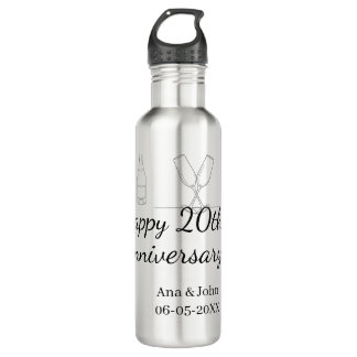 Happy 20th anniversary champagne bottle glass name waterfles 