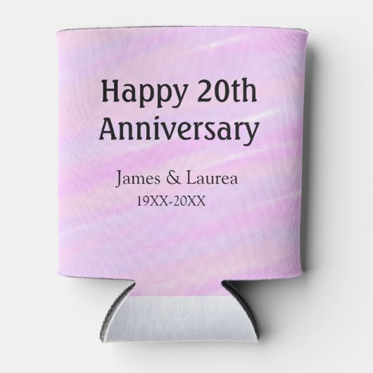 Happy 20th anniversary pink purple pastel name bol blikjeskoeler (Voorkant)
