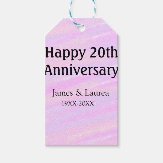 Happy 20th anniversary pink purple pastel name bol cadeaulabel (Voorkant)