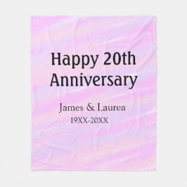 Happy 20th anniversary pink purple pastel name bol fleece deken