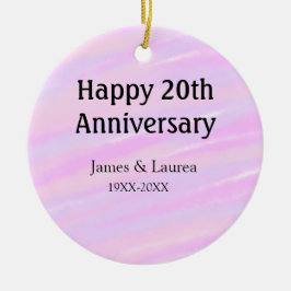 Happy 20th anniversary pink purple pastel name bol keramisch ornament