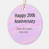 Happy 20th anniversary pink purple pastel name bol keramisch ornament (Links)