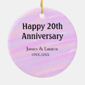 Happy 20th anniversary pink purple pastel name bol keramisch ornament (Achterkant)