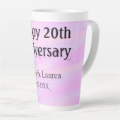 Happy 20th anniversary pink purple pastel name bol latte mok (Rechterhoek)