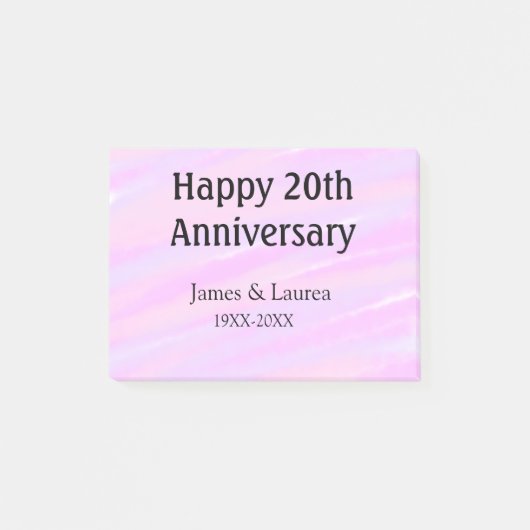 Happy 20th anniversary pink purple pastel name bol post-it® notes (Voorkant)