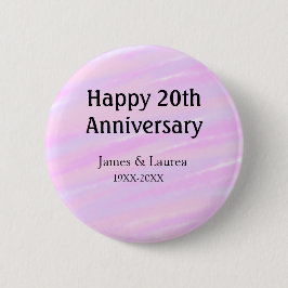 Happy 20th anniversary pink purple pastel name bol ronde button 5,7 cm