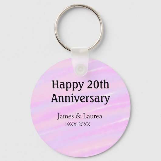 Happy 20th anniversary pink purple pastel name bol sleutelhanger (Voorkant)
