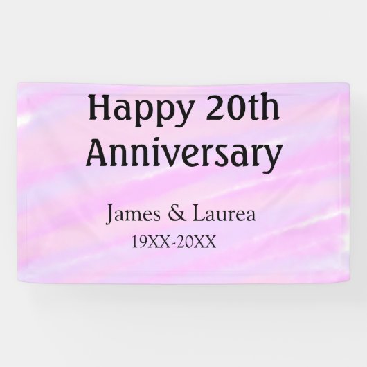 Happy 20th anniversary pink purple pastel name bol spandoek (Horizontaal)