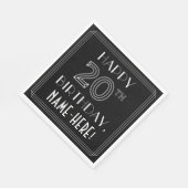 HAPPY 20TH BIRTHDAY; Art Deco Style; aangepaste na Servet (Hoek)