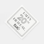 HAPPY 20TH BIRTHDAY; Art Deco Style; aangepaste na Servet (Hoek)