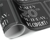 HAPPY 20TH BIRTHDAY; Art Deco Style met aangepaste Cadeaupapier (Rol Hoek)