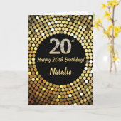 Happy 20th Birthday Black en Gold Glitter Card Kaart (Gele Bloem)