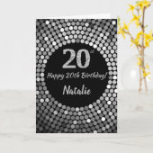Happy 20th Birthday Black en Silver Glitter Card Kaart (Gele Bloem)