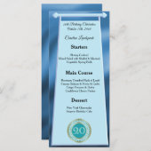 Happy 20th Birthday Blauwgroen Blue Glitter Folie Menu (Voorkant / Achterkant)