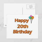 Happy 20th Birthday Briefkaart (Voorkant / Achterkant)