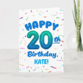 Happy 20th Birthday Card with Custom Name Kaart (Voorkant)