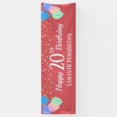 Happy 20th Birthday Confetti en ballonnen Spandoek (Verticaal)