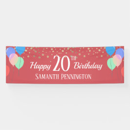 Happy 20th Birthday Confetti en ballonnen Spandoek