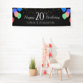Happy 20th Birthday Confetti en ballonnen Spandoek (Insitu)