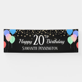 Happy 20th Birthday Confetti en ballonnen Spandoek