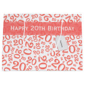 Happy 20th Birthday Coral Random Number Pattern Groot Cadeauzakje (Voorkant)