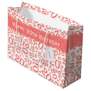 Happy 20th Birthday Coral Random Number Pattern Groot Cadeauzakje