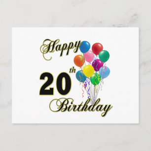 Happy 20th Birthday Gifts en Birthday Apparel Briefkaart