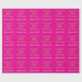 Happy 20th Birthday Gold Glitter en Hot Pink Cadeaupapier (Vlak)