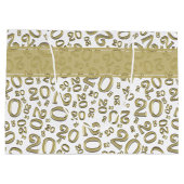 Happy 20th Birthday Number Pattern Gold/White Groot Cadeauzakje (Achterkant)