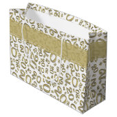 Happy 20th Birthday Number Pattern Gold/White Groot Cadeauzakje (Achterkant Gekanteld)